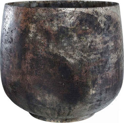 PTMD Gourd Rond Windlicht - H27 x Ø27 cm - Glas - Goud/groen