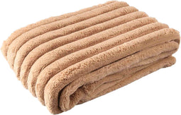 PTMD Hadi Beige Ribbed Fake Fur Plaid Small