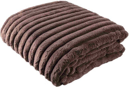 PTMD Hadi Brown Ribbed Fake Fur Plaid Large