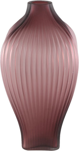 PTMD Halde Purple Solid Glass Vase Ribbed Organic High