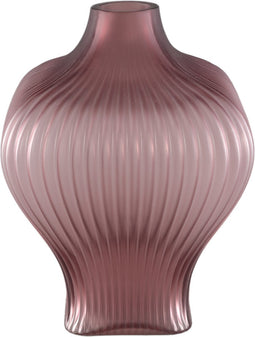 PTMD Halde Purple Solid Glass Vase Ribbed Organic Wide