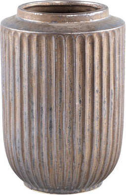 PTMD Harris Brown Ceramic Round Pot High With Lines S