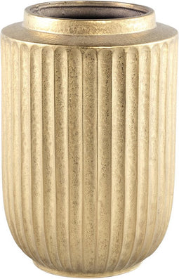 PTMD Harris Gold Ceramic Round Pot High With Lines L