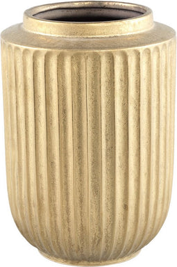 PTMD Harris Gold Ceramic Round Pot High With Lines M