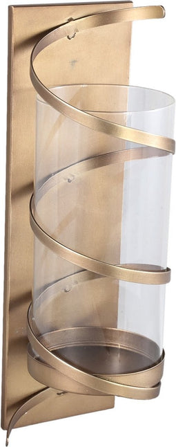 PTMD Haylie Brass Glass Round Wall Stormlight Spiral