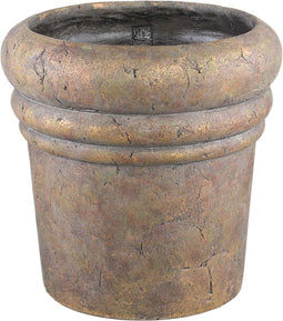PTMD Helena Brown Cement Pot Round Gold Finish XXL