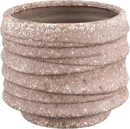 PTMD Hindouy Brown Ceramic Pot Wavy Round L