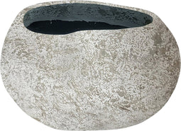 PTMD Hiranya White Round Organic Shaped GRC Pot S