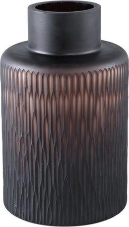 PTMD Hivvay Brown carved glass vase with border low