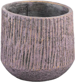 PTMD Holden Purple Cement Pot Round Gold Finish L