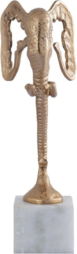 PTMD Horton Champagne Alu Elephant Statue Marble Base S