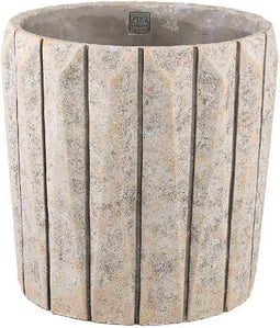 PTMD Imani Taupe Cement Pot Round With Lines Big L