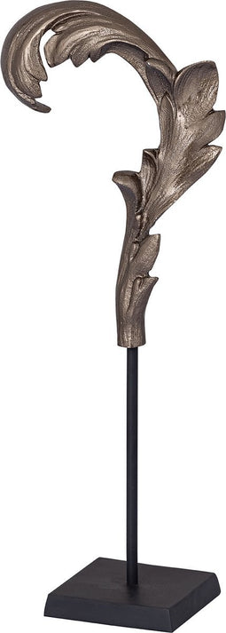 PTMD Imelda Black Alu Statue Leaf Shaped Small