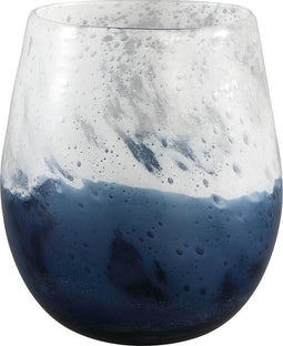 PTMD Inker Rond Windlicht - H21 x Ø18 cm - Glas - Blauw