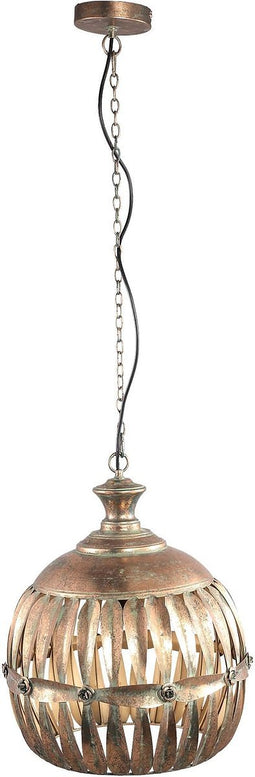 PTMD Ixavi Gold Iron Hanging Lamp Knotted Look Shade