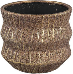 PTMD Izra Gold Glazed Ceramic Pot Brown Finish L