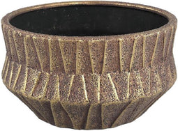 PTMD Izra Gold Glazed Ceramic Pot Low Brown Finish L