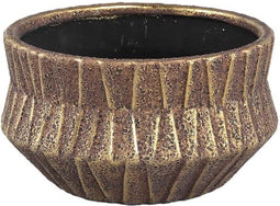 PTMD Izra Gold Glazed Ceramic Pot Low Brown Finish M