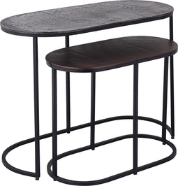 PTMD Janca Black Iron Sidetable Oval Aluminum Top SV2