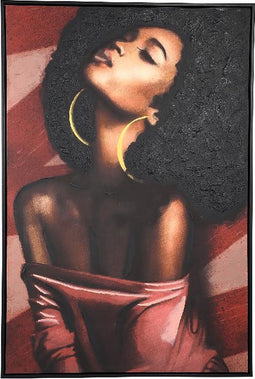 PTMD Janicia Black Polyester Painting Rectangle Woman