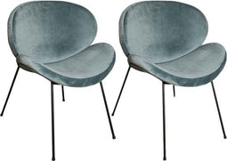 PTMD Janne Velvet Stoelen - 62x56x75 cm - Fluweel - Groen - Set van 2