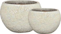 PTMD Javier Grey Ceramic Bowl Pot Round Set Of 2