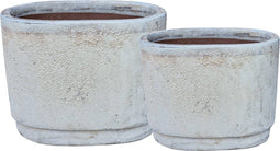 PTMD Javier Grey Ceramic Pot Oval Set Of 2
