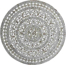 PTMD Jazzlyn White Antique MDF Wall Panel Round Carved