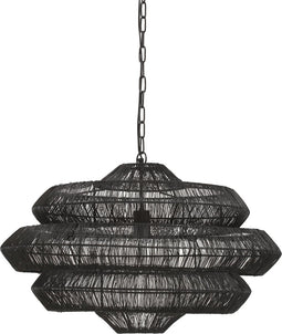PTMD Jeff Black Iron 5 Layer Round Hanging Lamp