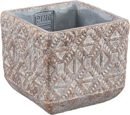 PTMD Jenah Bloempot - 13 x 13 x 12 cm - Cement - Bruin