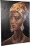 PTMD Jeorgia Black Canvas Wall Panel Shiny Gold Woman