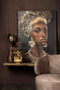 PTMD Jeorgia Black Canvas Wall Panel Shiny Gold Woman