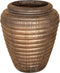 PTMD Jerzy Bronze Ceramic Pot Ribbed Round Shaped Small
