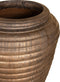 PTMD Jerzy Bronze Ceramic Pot Ribbed Round Shaped Small