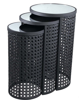 PTMD Jinda Bijzettafel - H70 x Ø40 cm - Ijzer - Grijs - Set van 3