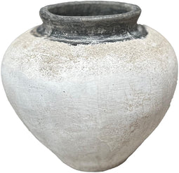 PTMD Jinsu White Round GRC Jar Pot W Dark Border S