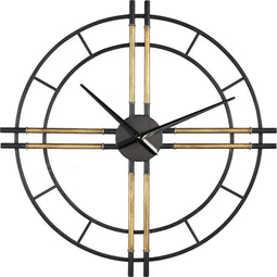 PTMD Joanna Black Metal Clock With Gold Tubes Round