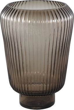 PTMD Joyca Brown Glass Vase Ribbed Round L