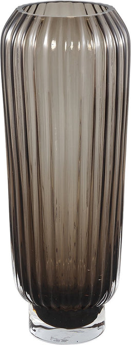 PTMD Joyca Brown Glass Vase Ribbed Round M