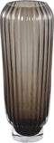 PTMD Joyca Brown Glass Vase Ribbed Round M