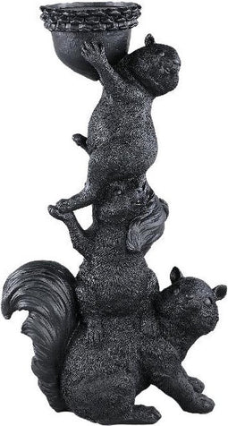 PTMD Jump Kandelaar Eekhoorn - 29 x 17 x 50 cm - Polyresin - Zwart