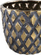 PTMD Juney Gold Ceramic Pot Rhombus Pattern Round Low L