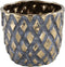 PTMD Juney Gold Ceramic Pot Rhombus Pattern Round Low M