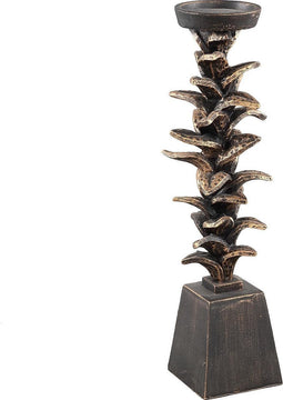 PTMD Jura Kandelaar Bladeren - H46 x Ø11 cm - Poly - Zwart