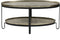 PTMD Kae Gold Oval Alu Black Iron Coffee Table 2 Layers