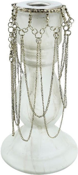 PTMD Kandelaar Aya - 9x9x18 cm - Glas - Wit