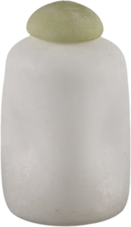 PTMD Karlie White matte glass bulb vase green top