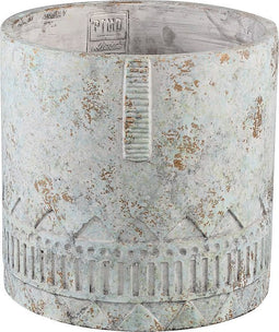 PTMD Karst Ronde Bloempot - H30 x Ø30 cm - Cement - Blauw/groen