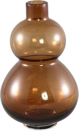 PTMD Kato Amber Glass Vase Double Bulb Round S
