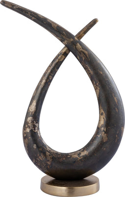 PTMD Kayen Gold Alu Loop Shaped Statue Rustic Finish
